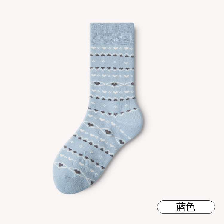 女襪|費爾島風襪子女潮流好搭無骨彈力堆堆襪棉襪舒適耐磨抗起球聖誕襪「NS24115」24.12-4