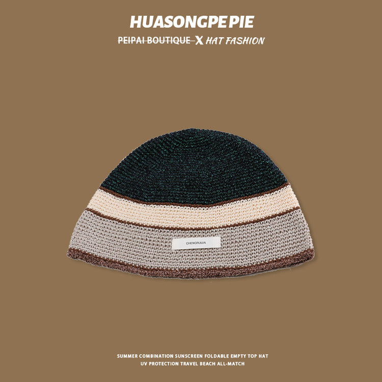 流行帽子|秋冬針織帽女防寒護耳保暖套頭帽時尚百搭多巴胺毛線帽子水桶帽子「C4083」24.06-4