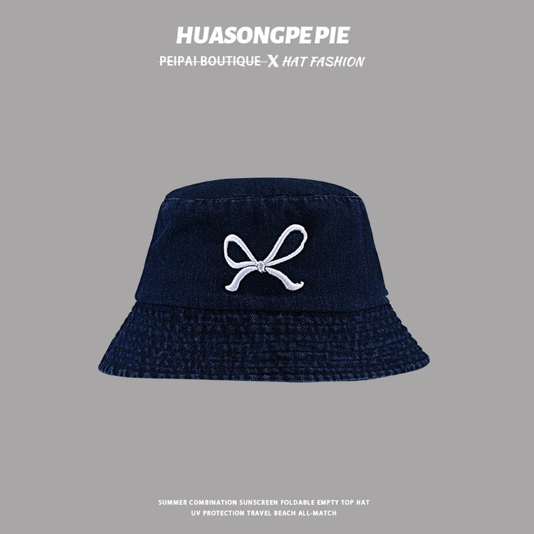 流行帽子|蝴蝶結牛仔漁夫帽女夏季防曬防紫外線遮陽帽學生時尚顯臉小盆帽男「C3801」24.04-2