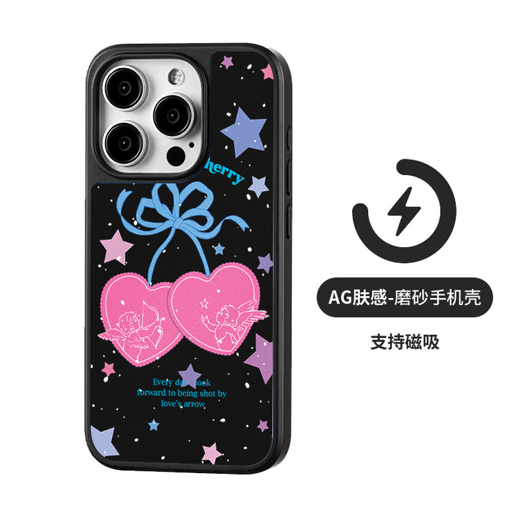 手機殼|蘋果16手機殼磁吸AG磨砂碳纖紋15iPhone14pro適用13櫻桃12女「LR1404」25.04-2