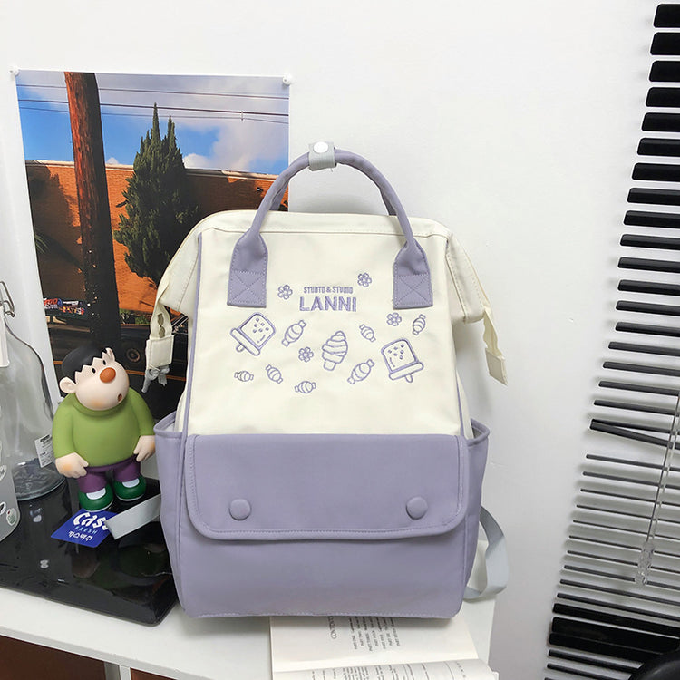 致青春|春季新書包女日系ins撞色中小學生手提雙肩包韓版ins學院風背包「876-360」24.04-1