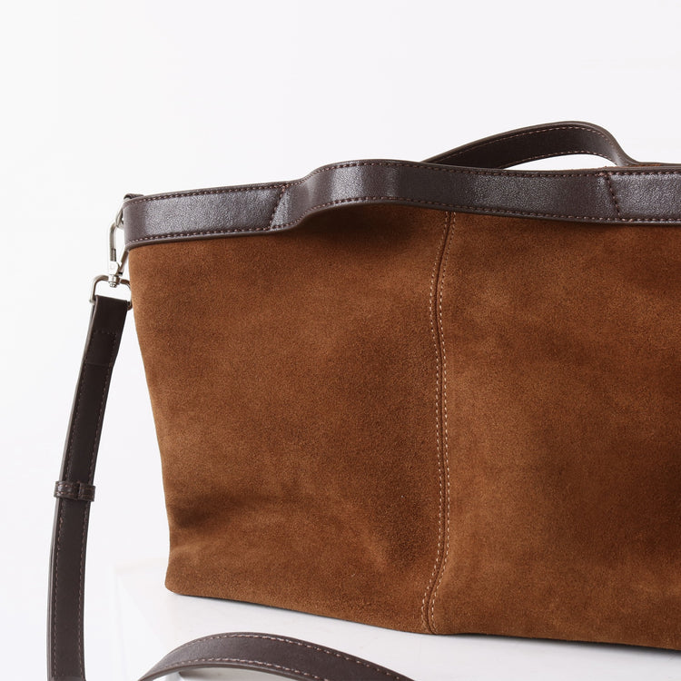 質感真皮|2025新款復古通勤磨砂牛皮大容量手提包鬆弛感托特包軟皮斜背包「9107」25.11-4