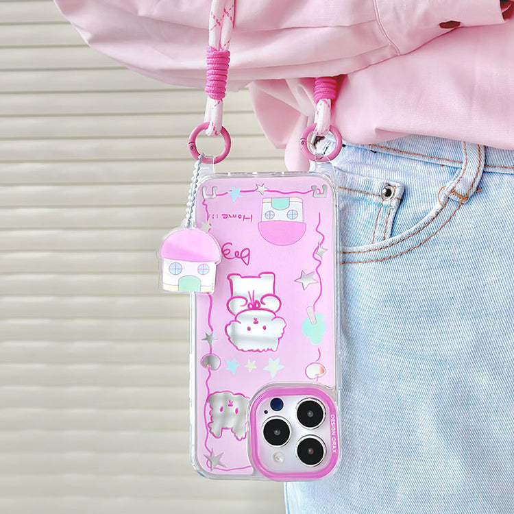 手機殼|蘋果13手機殼iPhone15pro適用12/13promax卡通11掛繩鏡面殼「WL0052」24.07