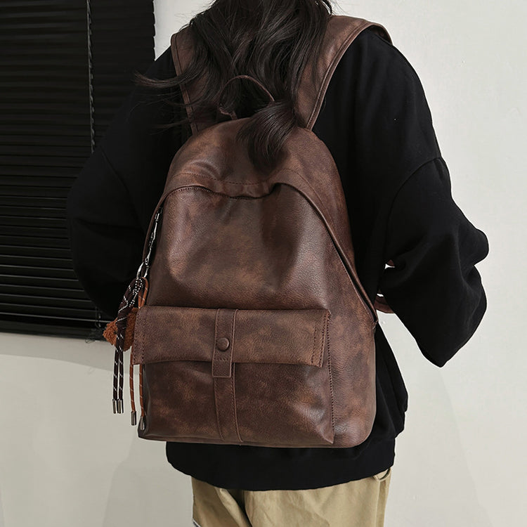 致青春|雙肩包女士大容量2024新情侶背包小眾通勤男孩大學生PU旅行書包「5613-132」24.11-4