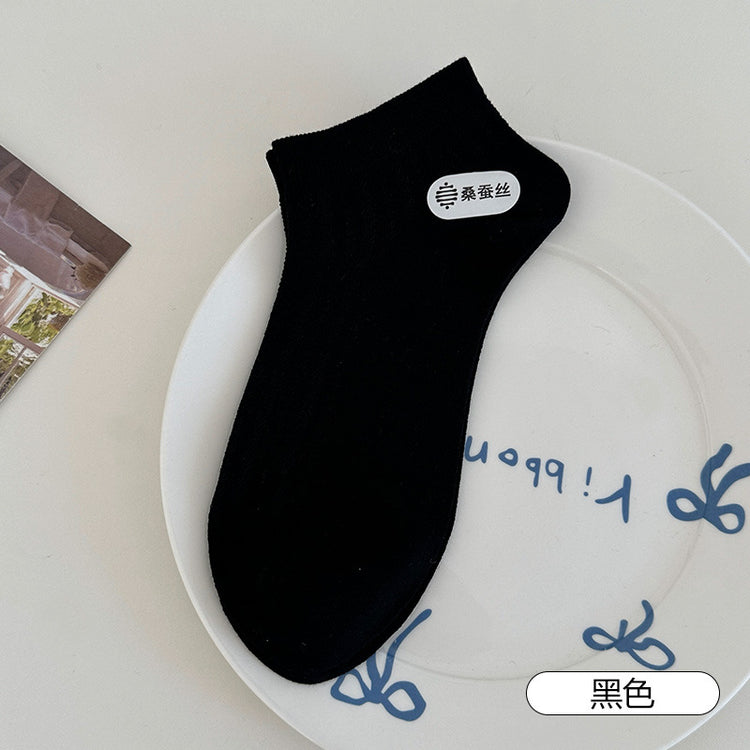 女襪|桑蠶絲涼感襪子女夏季薄款網眼透氣短襪簡約彈力無骨諸暨襪子批發「AC8827」25.04-4