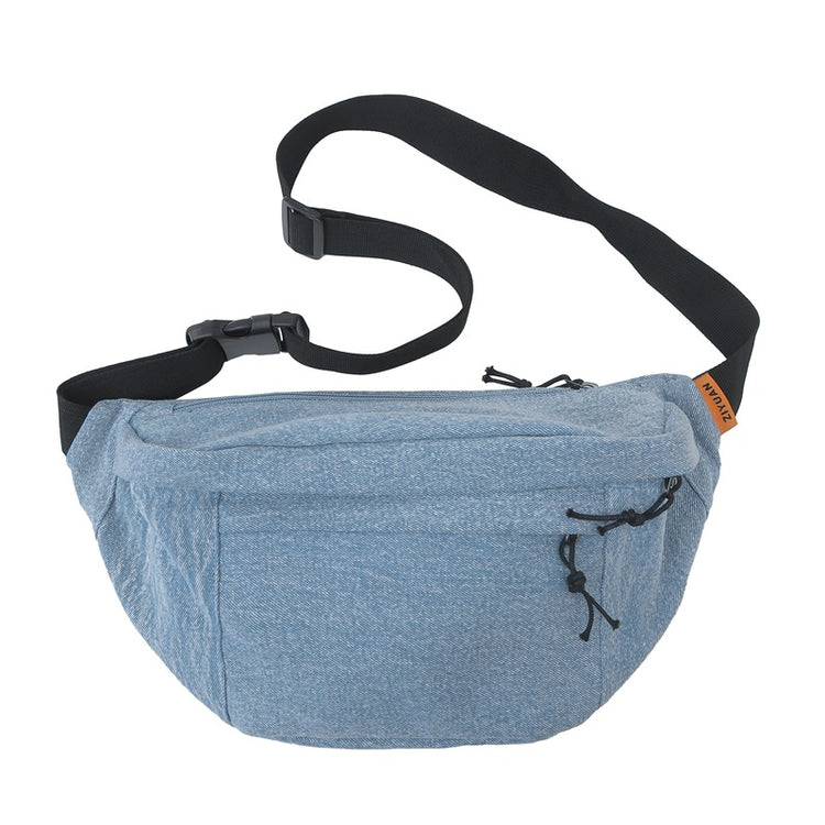 致青春|休閒胸包牛仔布斜背包韓潮酷男女運動單肩包大容量百搭腰包「1602-230」24.04-3