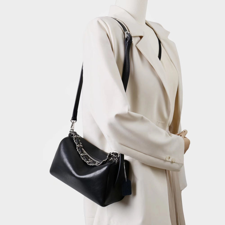 質感真皮|2025新款高級感枕頭包女牛皮大容量手提單肩包斜背包小眾設計包包「7014」25.07-1