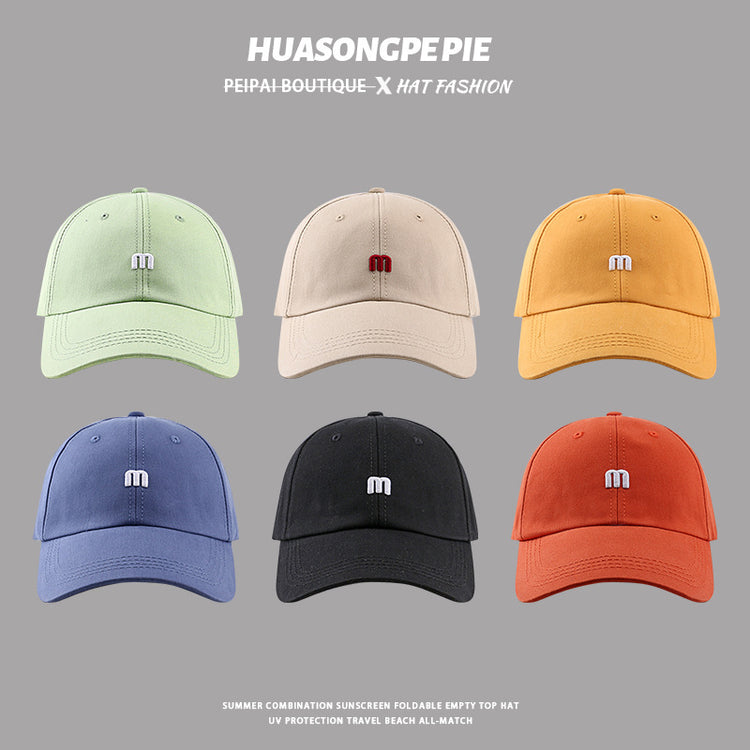 流行帽子|高品質帽子女春夏棒球帽休閒百搭簡約M刺繡字母鴨舌帽少年遮陽帽「C3791」24.04-2