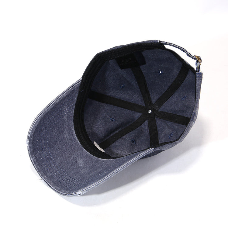 流行帽子|水洗破洞棒球帽簡約高品質百搭時尚顯臉小遮陽帽刺繡字母鴨舌帽男「C4891」25.01-1