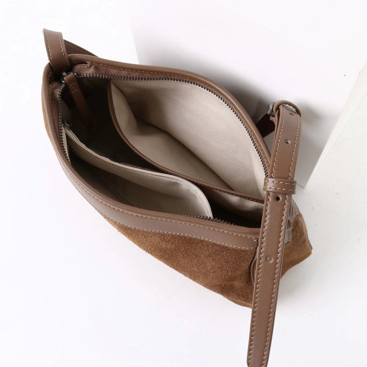 質感真皮|2025新款磨砂美拉德復古百搭韓版單肩斜背包小眾設計休閒托特包包「6179」25.09-3