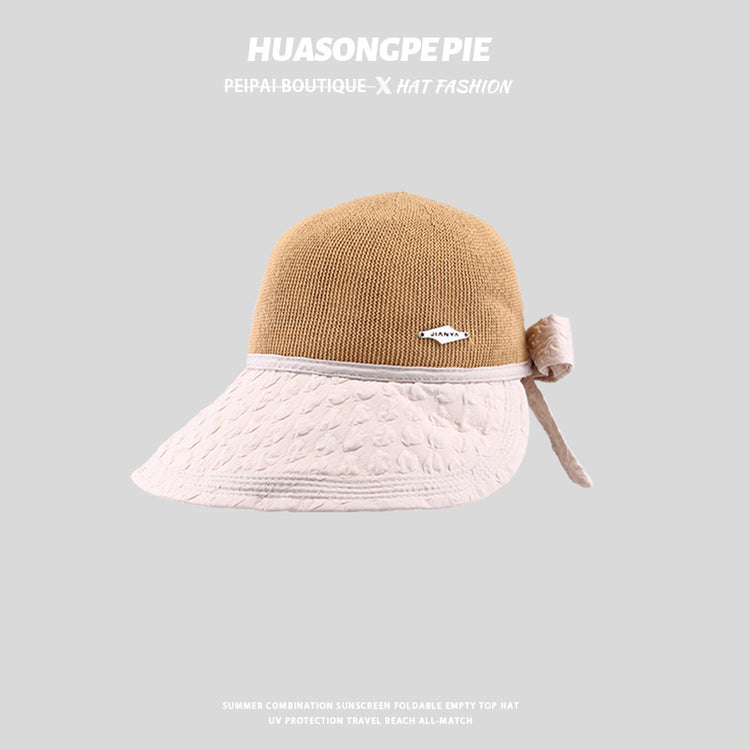 流行帽子|新款2024新款草編防曬帽女夏季韓版優雅蝴蝶結漁夫帽遮陽顯臉小太「C3743」24.03-3