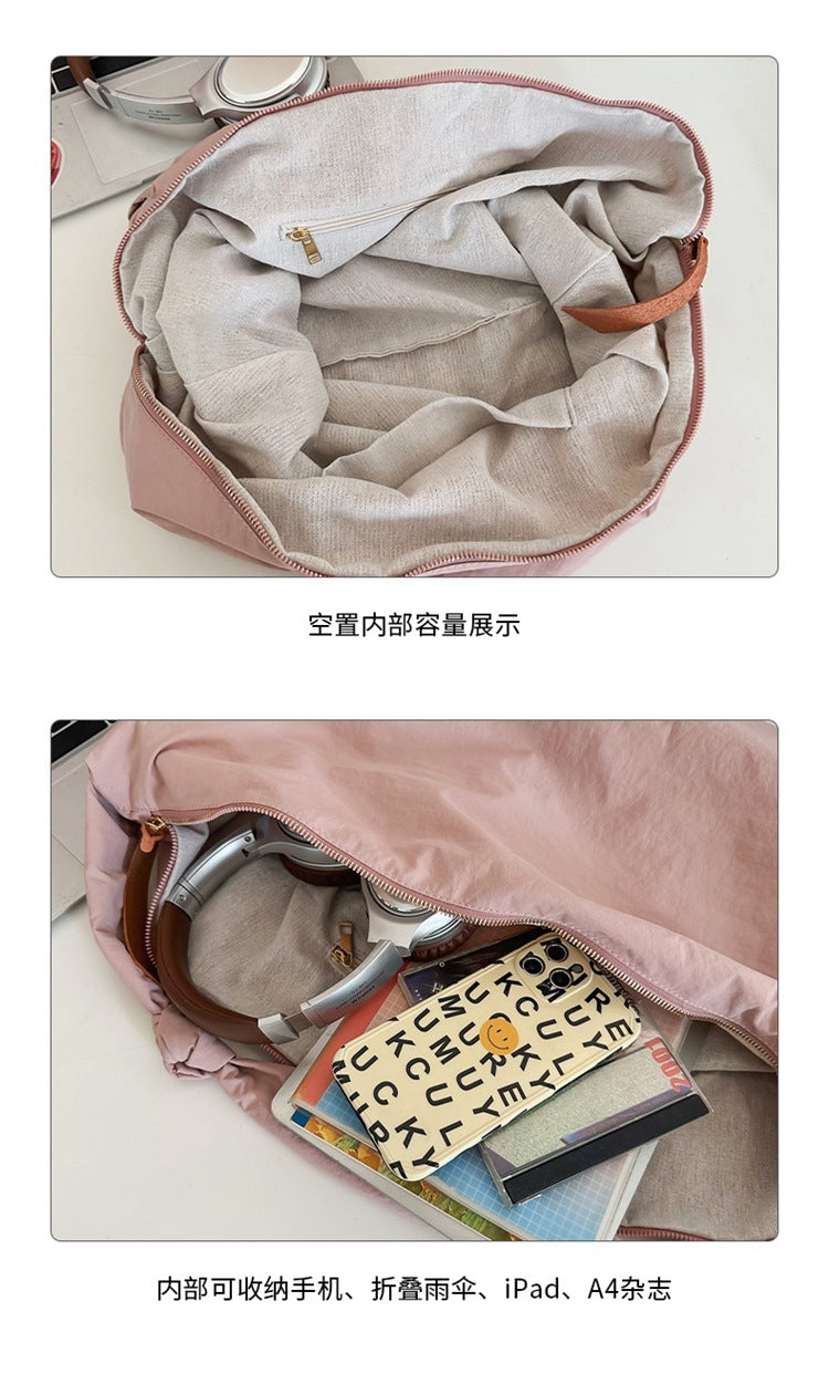 致青春|肩背包街頭潮流撞色秋冬新款簡約輕便尼龍大容量女斜背包托特包「8023-23」24.02-1