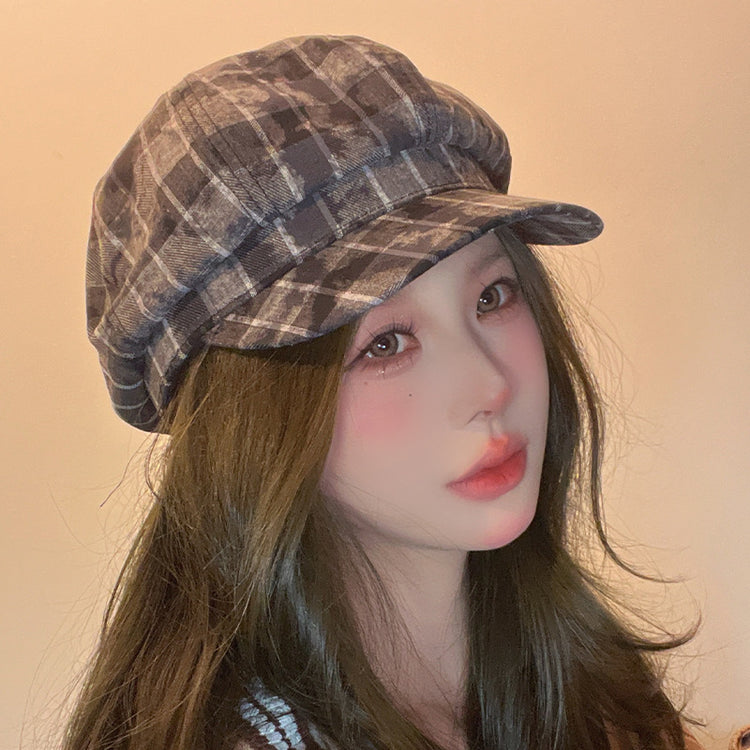 流行帽子 | 帽子八角帽女復古文藝畫家帽遮臉扎染拼色百搭顯臉小出行貝雷帽男「C4078」24.06-4