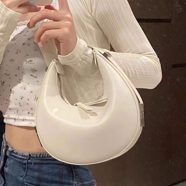 日韓流行 | 小眾設計手提包包女2025韓國新款月牙包辣妹腋下包金屬扣小圓包女「D8628」25.07-4