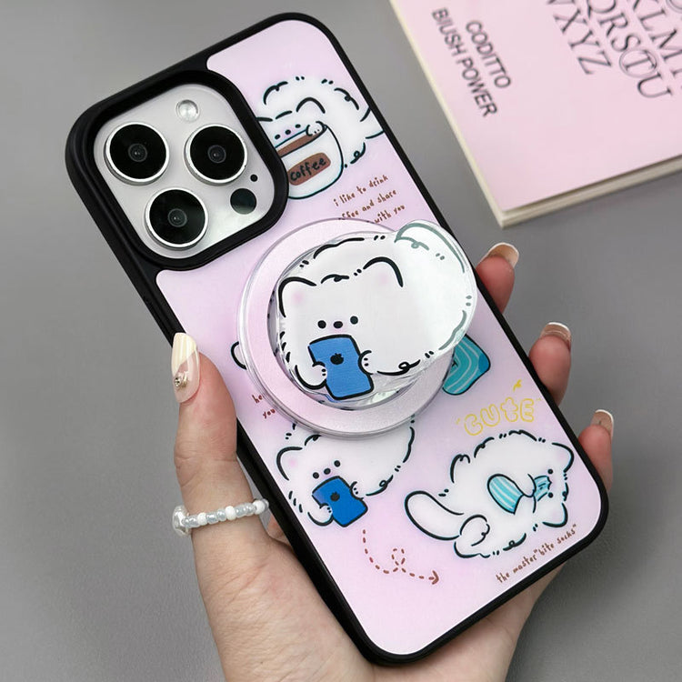 手機殼|蘋果16手機殼14Promax磁吸支架iPhone15磁吸磨砂黑框殼適用12「LR0981」