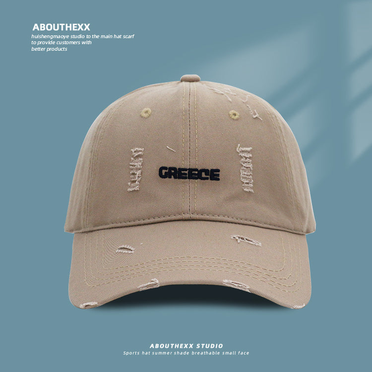 流行帽子|新款破洞字母帽子女情侶百搭鴨舌帽時尚個性刺繡棒球帽男顯臉小潮「C3830A」25.04-4