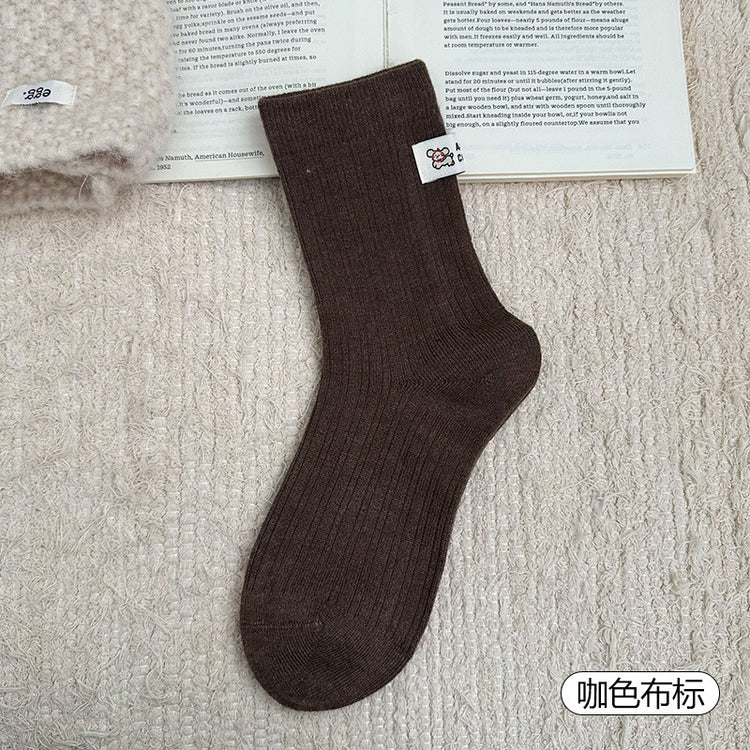 女襪|秋冬美拉德咖色襪子女加厚保暖蓄熱鎖溫羊毛襪復古潮流好搭中筒襪「HD25862」25.11-3