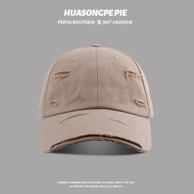 流行帽子|帽子女夏季新款破洞棒球帽時尚復古百搭鴨舌帽戶外運動遮陽帽子男「C3798」24.04-2