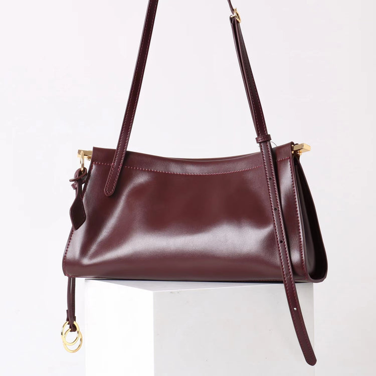 質感真皮|2025新款牛皮腋下復古法式法棍夾子包小眾設計極簡風通勤簡約包「3336」25.06-2