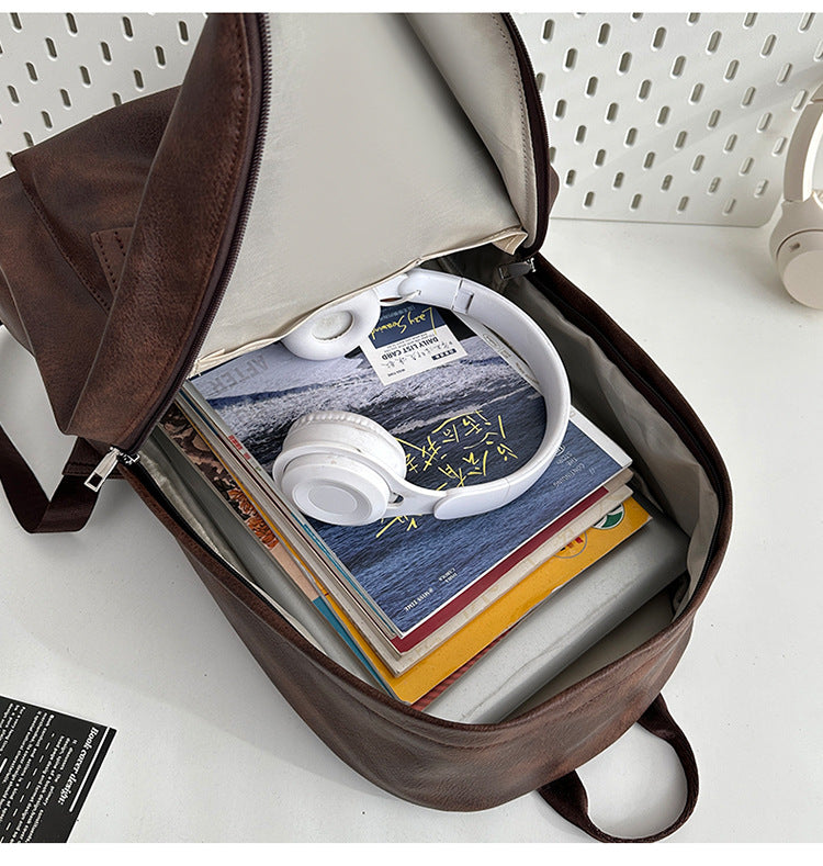 致青春|雙肩包女士大容量2024新情侶背包小眾通勤男孩大學生PU旅行書包「5613-132」24.11-4