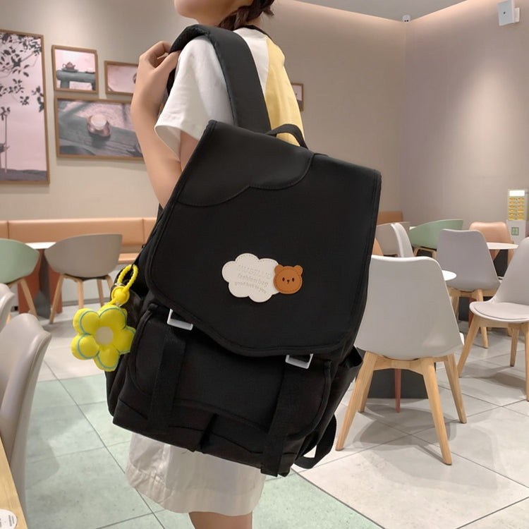 致青春|2024年流行韓版拼色雙肩包女高顏值少女心甜美背包可愛國高中小學生書包「749-134」24.07-5