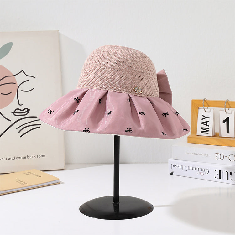 流行帽子|夏季新款帽子女蝴蝶結遮陽空頂帽韓版時尚防曬太陽帽戶外漁夫帽潮「C5203」25.04-4