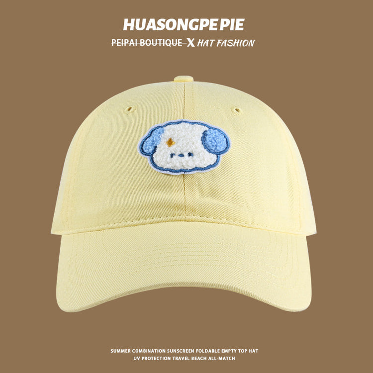 流行帽子|帽子防曬帽夏季女2024新款寬檐遮臉百搭棒球帽子小狗情侶鴨舌帽男「C4054」24.06-2