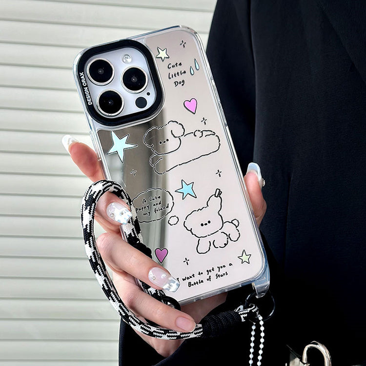 手機殼|蘋果15pro手機殼12/11掛繩鏡面殼13promax卡通iPhone14適用「LR0827」24.07