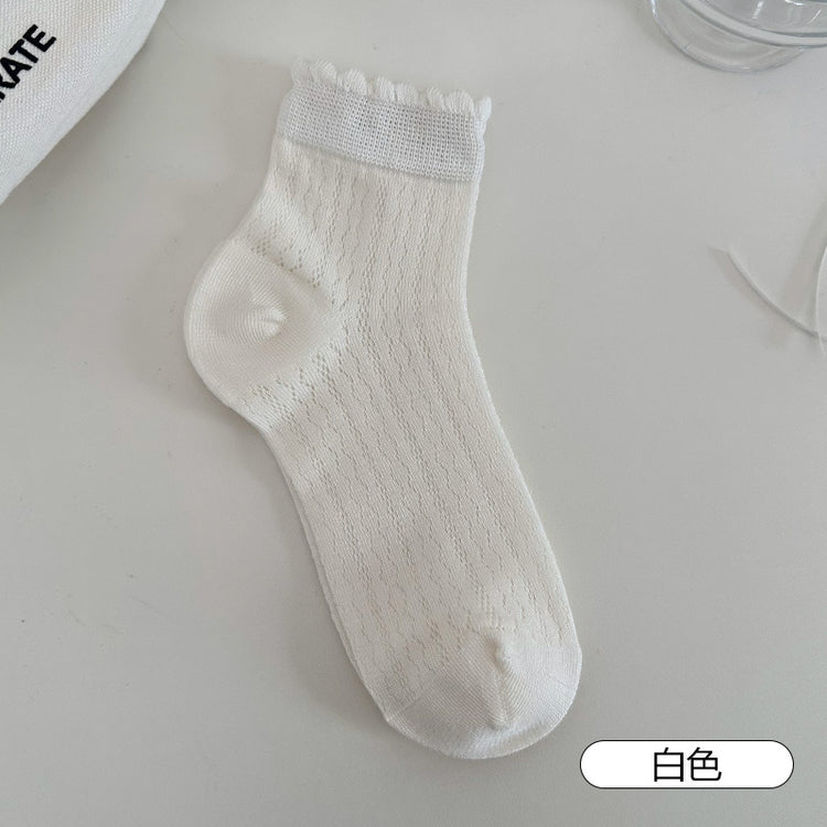 女襪|夏季薄款襪子女鏤空網眼透氣親膚舒適短襪棉質吸汗襪子批發「AM2425」25.04-5