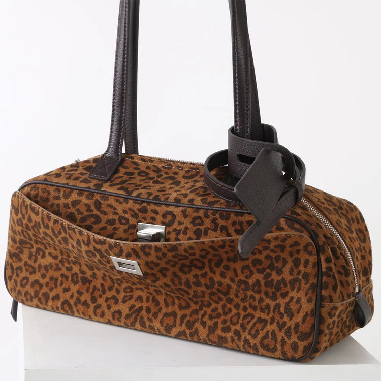 質感真皮|2025新款百搭輕奢磨砂牛皮波士頓大包單肩托特枕頭通勤保齡球包「X3989D3988」25.09-3