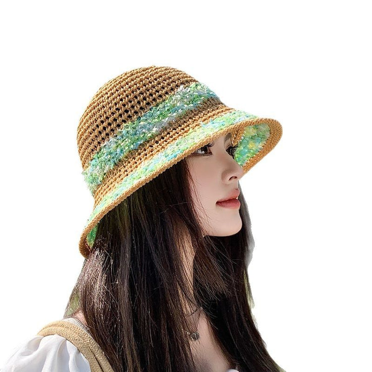 流行帽子|夏季鏤空透氣帽子女百搭顯臉小防曬草編遮陽草帽戶外出遊漁夫帽潮「C5140」25.04-1