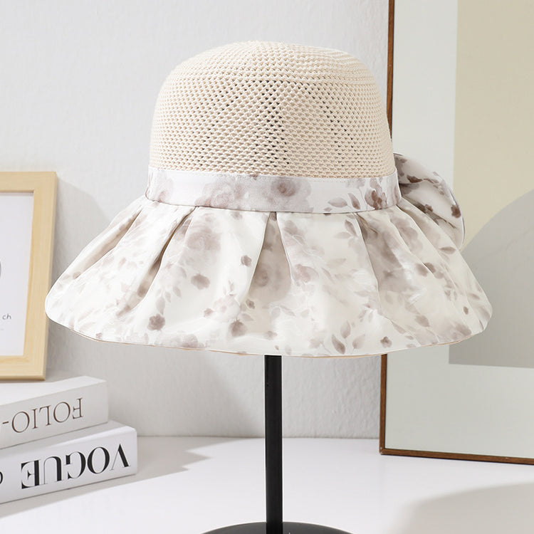 流行帽子|夏季新款蝴蝶結帽子女防曬小清新遮陽帽戶外出遊防紫外線太陽帽潮「C5253」25.05-1