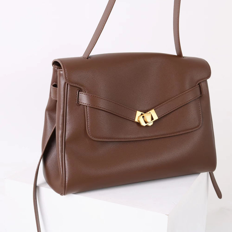 質感真皮|2025新款通勤復古百搭單肩斜背包外出上班公文包女包時尚潮流單肩包「6191L」25.12-1