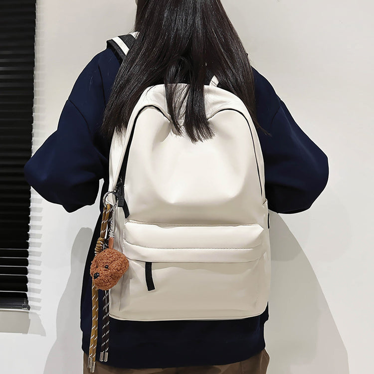 致青春|日系簡約書包女大學生韓版ins大容量簡約純色背包國中高中男生雙肩包「5807-122」24.12-4