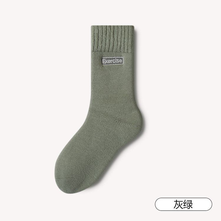 女襪|高彈羅口襪子男秋冬款加絨加厚蓄熱羊絨襪軟糯親膚舒適保暖中筒襪「AX24336」24.12-1