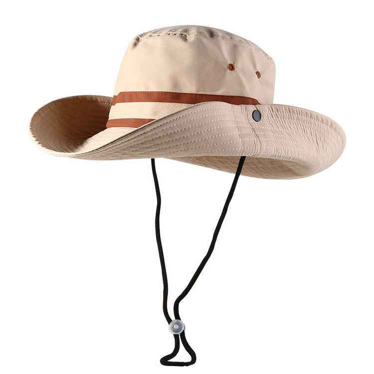 流行帽子|戶外露營大帽檐速乾帽子女防紫外線登山漁夫帽抽繩遮陽釣魚防曬帽「C4407QC」25.07-3