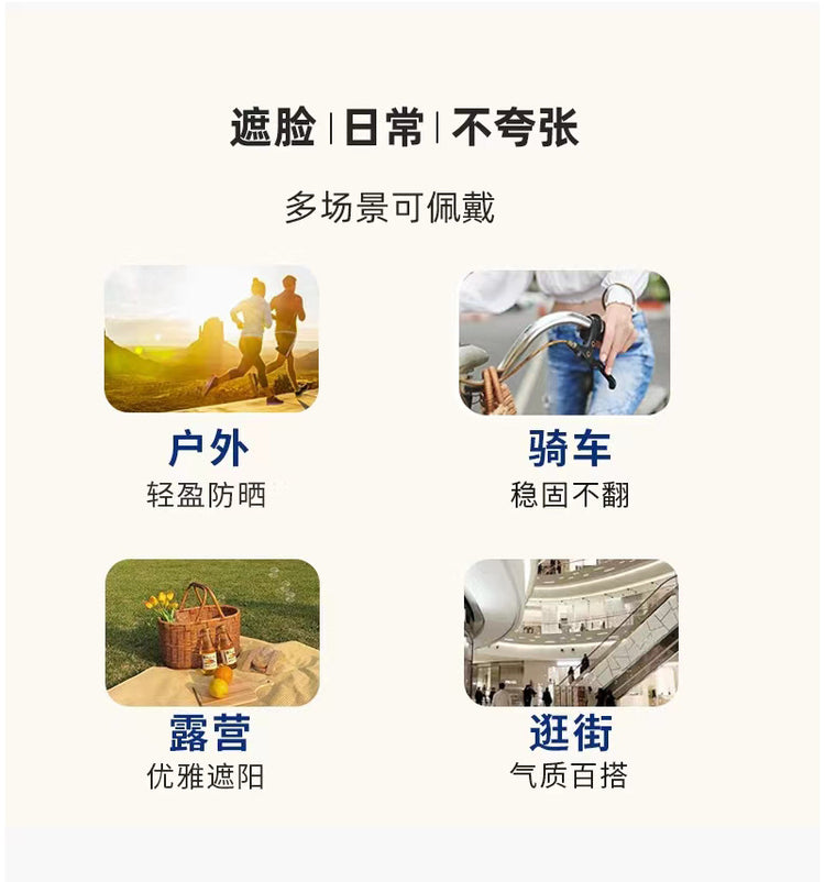 流行帽子|夏季遮陽防曬高級感冰絲材質空頂帽加寬帽簷防紫外線遮臉遮陽帽女「C3708」24.03-2