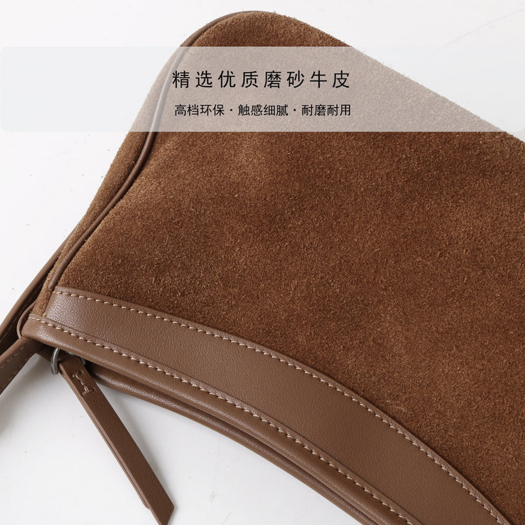 質感真皮|2025新款磨砂美拉德復古百搭韓版單肩斜背包小眾設計休閒托特包包「6179」25.09-3