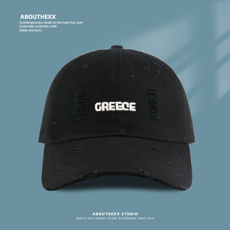 流行帽子|新款破洞字母帽子女情侶百搭鴨舌帽時尚個性刺繡棒球帽男顯臉小潮「C3830A」25.04-4