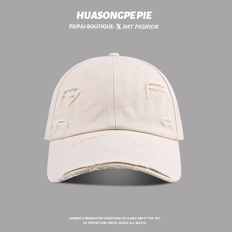 流行帽子|帽子女夏季新款破洞棒球帽時尚復古百搭鴨舌帽戶外運動遮陽帽子男「C3798」24.04-2