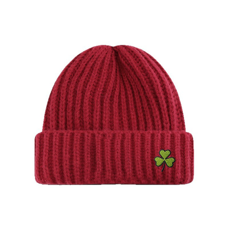 流行帽子|可愛花朵刺繡毛線帽子女秋冬保暖護耳針織帽顯臉小冷帽百搭套頭帽「C5802」25.11-2