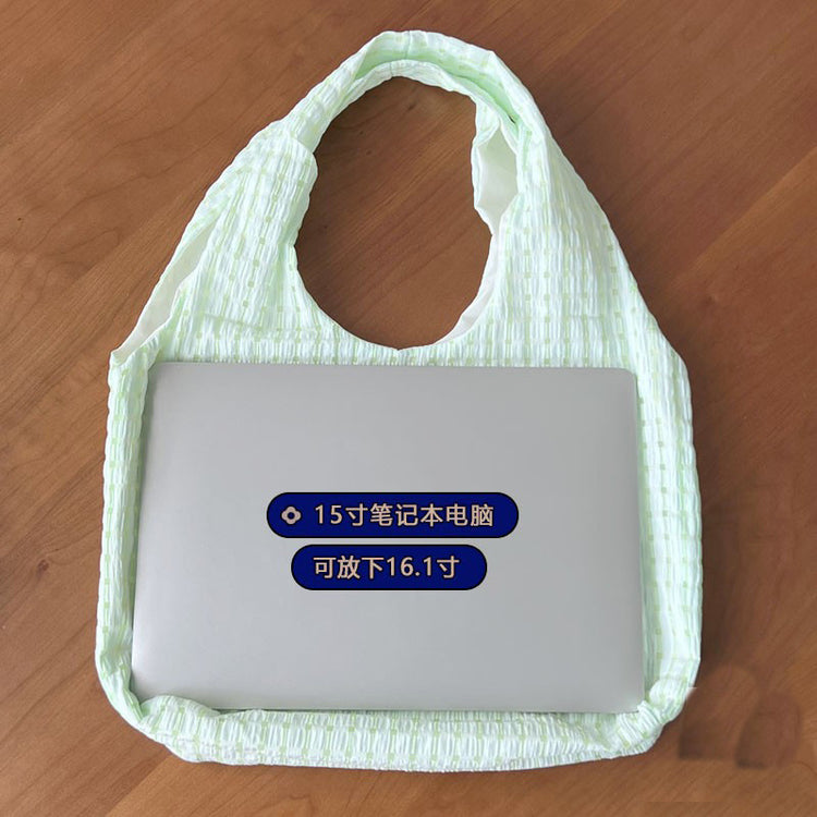 日韓流行|夏季新款薄荷綠格紋帆布袋ins小清新單肩包糖果色文藝百搭托特包「9402#」24.06-1