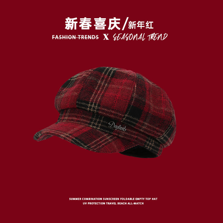 流行帽子|2025年新年紅帽子喜慶百搭防寒帽男女百搭針織帽時尚堆堆帽子批發「C4896」25.01-2