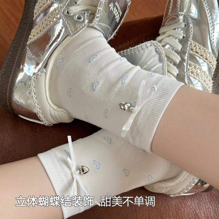 女襪|蝴蝶結襪子女韓系ins潮流吸汗透氣堆堆襪棉質親膚舒適襪子「AM2540」25.07-4