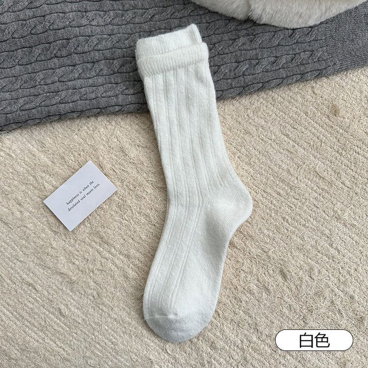 女襪|襪子女士撞色雙羅口親膚舒適堆堆襪蓄熱鎖溫保暖美利奴羊毛襪「MK5179」25.11-1