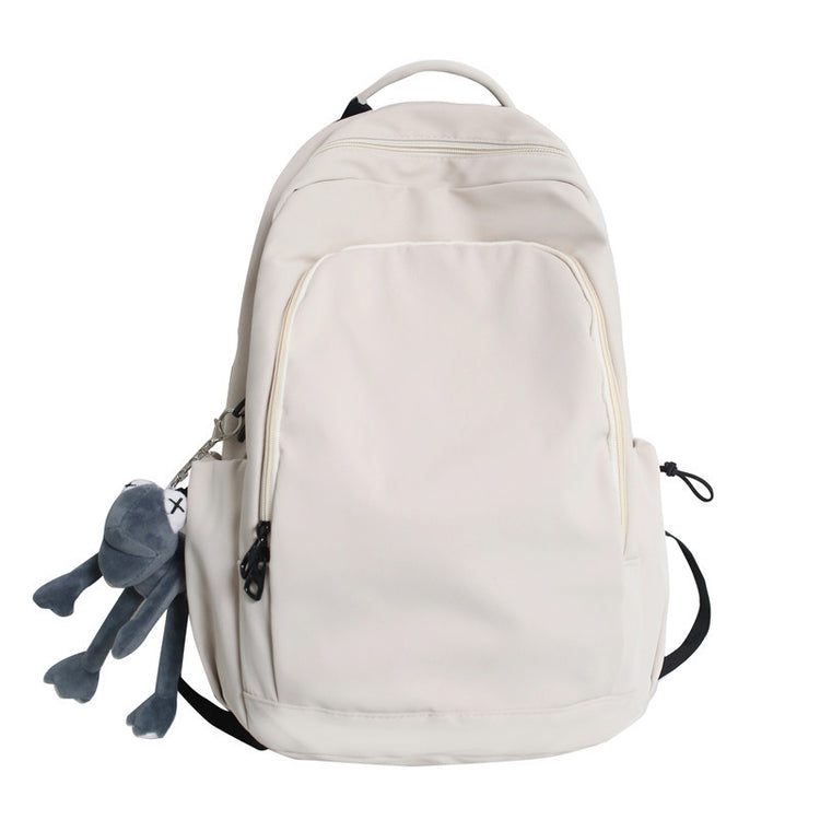 致青春|簡約單色尼龍雙肩包女韓版高中大學生書包15.6吋大容量電腦背包「181-127」24.02-1