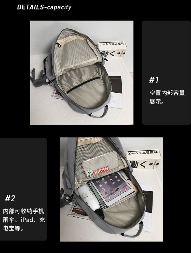 致青春|簡約單色尼龍雙肩包女韓版高中大學生書包15.6吋大容量電腦背包「181-127」24.02-1