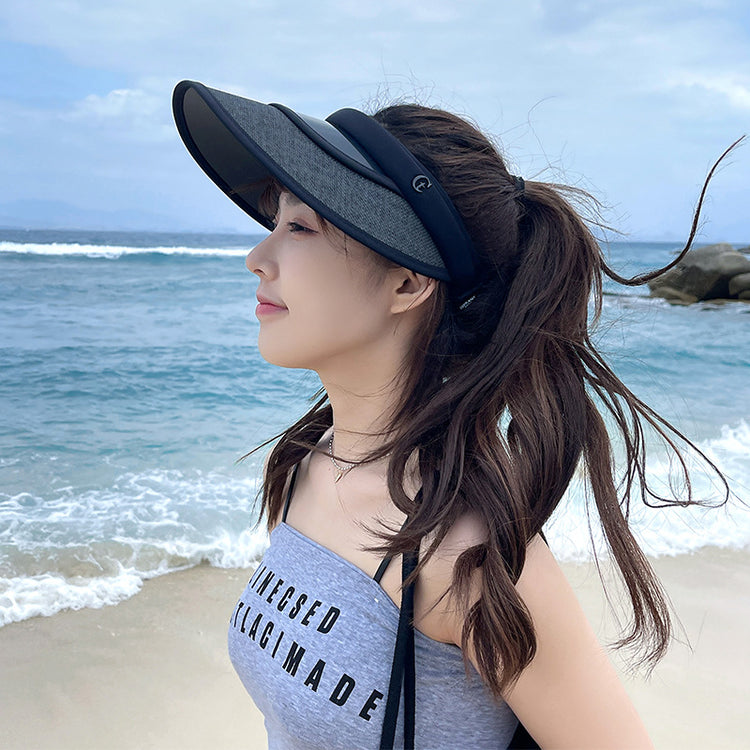 流行帽子 | 韓版夏季帽子女UV防曬透氣空頂帽運動大沿遮陽帽戶外旅遊太陽帽潮「C2139」24.04-1