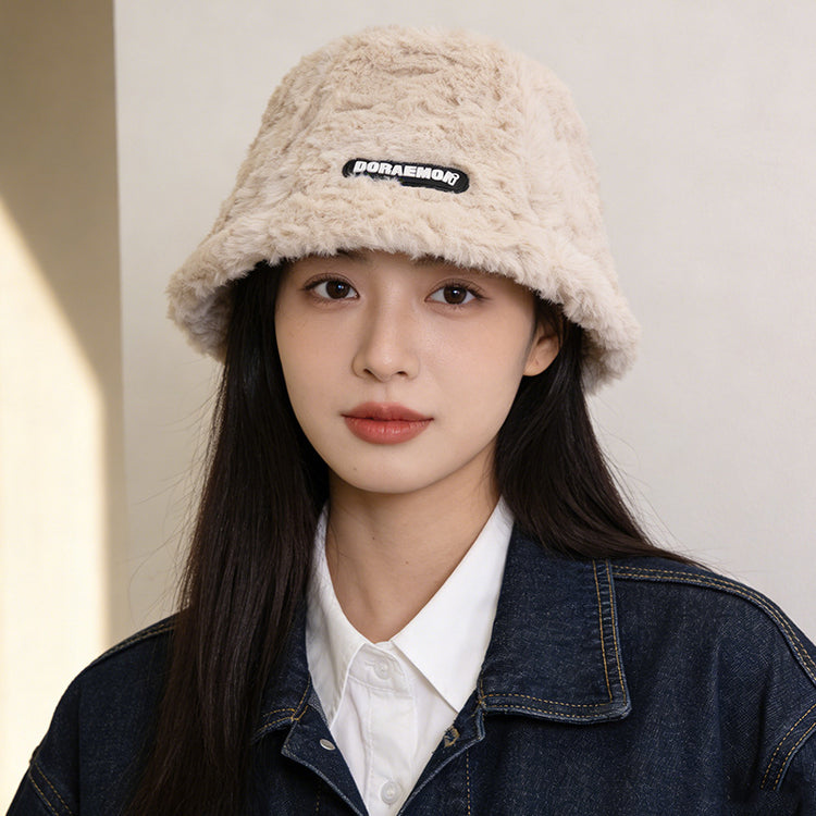 流行帽子|毛絨帽子女冬季可愛百搭顯臉小漁夫帽保暖防寒時尚字母盆帽水桶帽「C1642」25.12-2