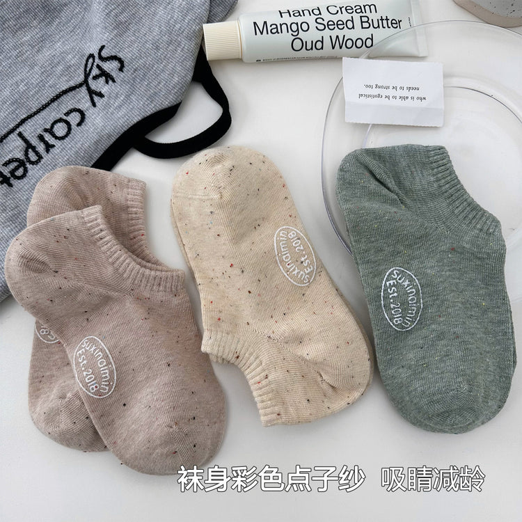 女襪|夏季薄款船襪女硅膠防滑不掉跟淺口隱形襪棉質親膚透氣吸汗短襪「AM2407」25.06-3